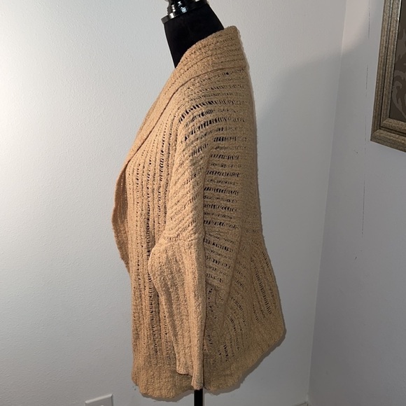Lucky Brand acrylic/wool blend knit open tan sweater cardigan Sz XS - Picture 3 of 7